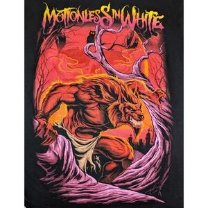 Motionless In White Band Tee M Black Red Werewolf Metalcore Modern